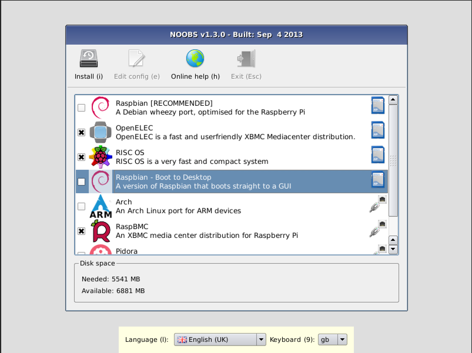 Raspberry pi - Setting up the SD card using NOOBS - linux