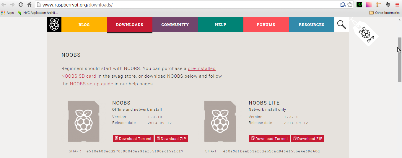 Download NOOBS, Setting up a Raspberry Pi with NOOBS